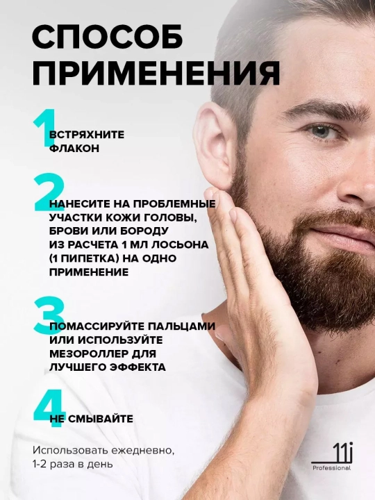 Миноксидил 10% и дермароллер от облысения; стимулирует рост волос, бороды и усов 60 мл