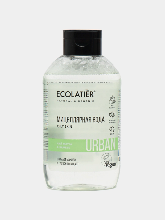 Miselyar suv makyaj tozalash uchun, yuz va bo'yin terisini tozalash uchun, Ecolatier