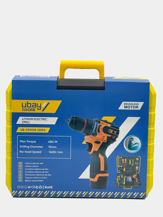 Ubay UB-1015 Шуруповёрт аккумуляторный с набором оснастки, ART 2382