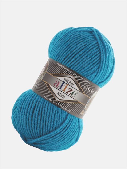 Нить для вязания Alize Superlana Midi, 25% шерсть, 75% акрил, 100 г, 170 м