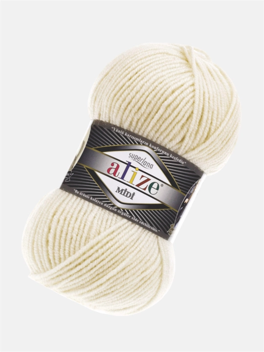 Нить для вязания Alize Superlana Midi, 25% шерсть, 75% акрил, 100 г, 170 м