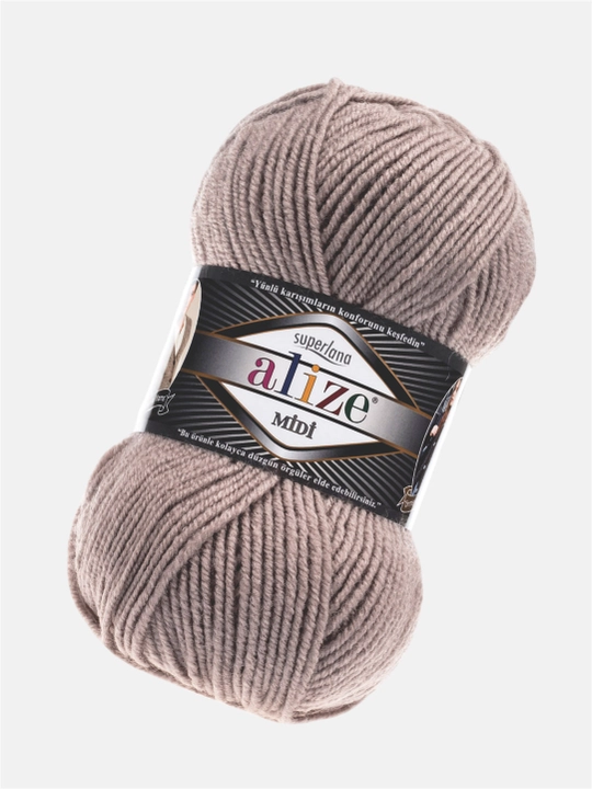 Нить для вязания Alize Superlana Midi, 25% шерсть, 75% акрил, 100 г, 170 м