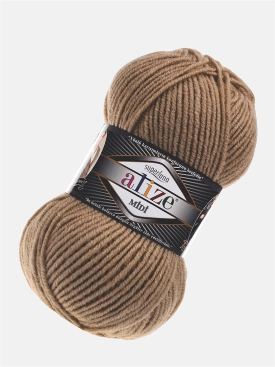 Нить для вязания Alize Superlana Midi, 25% шерсть, 75% акрил, 100 г, 170 м