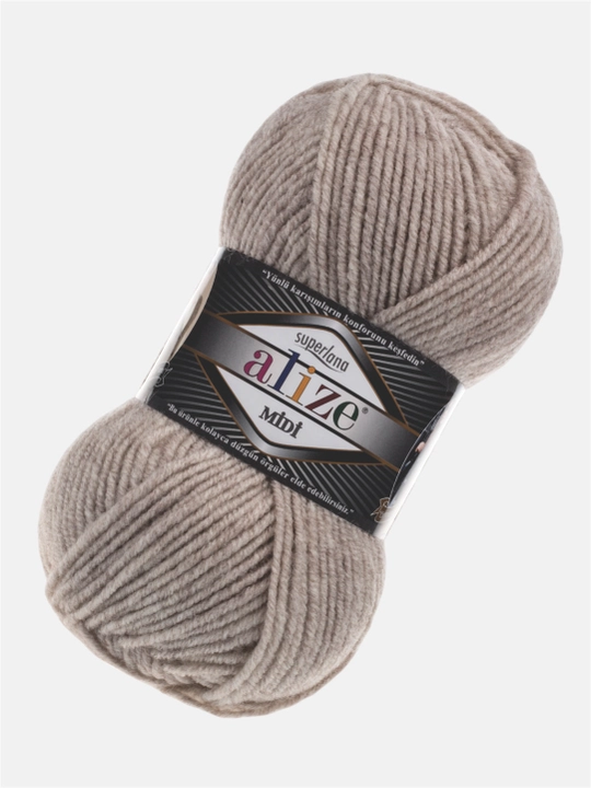 Нить для вязания Alize Superlana Midi, 25% шерсть, 75% акрил, 100 г, 170 м
