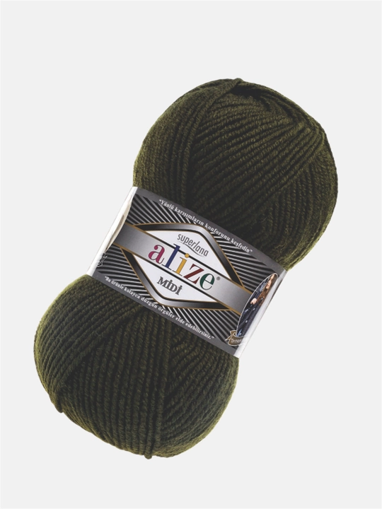 Нить для вязания Alize Superlana Midi, 25% шерсть, 75% акрил, 100 г, 170 м