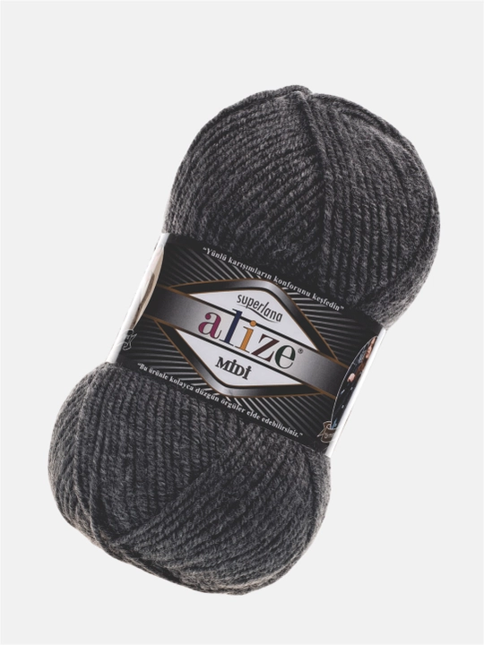 Нить для вязания Alize Superlana Midi, 25% шерсть, 75% акрил, 100 г, 170 м