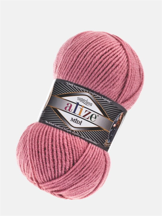 Нить для вязания Alize Superlana Midi, 25% шерсть, 75% акрил, 100 г, 170 м
