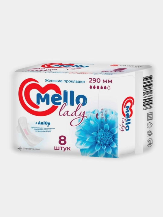 Ayollar uchun gigiena prokladkalari Mello lady 8, o'lchami 290 mm, 8 dona