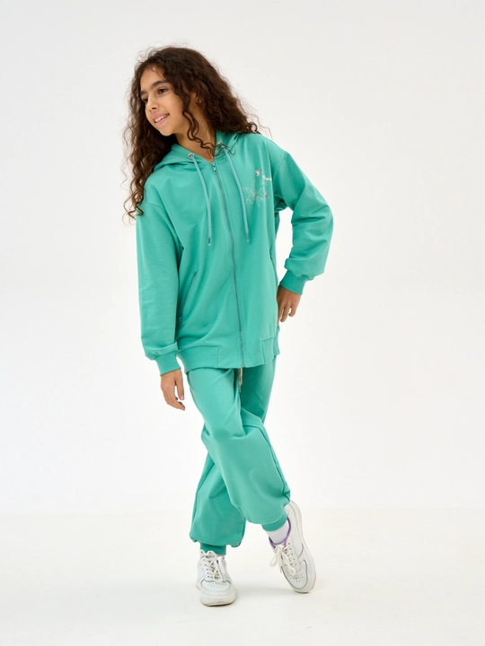 Qiz bolalar uchun NEO zip-up xudi, futerdan tayyorlangan kofta 8-16 yosh