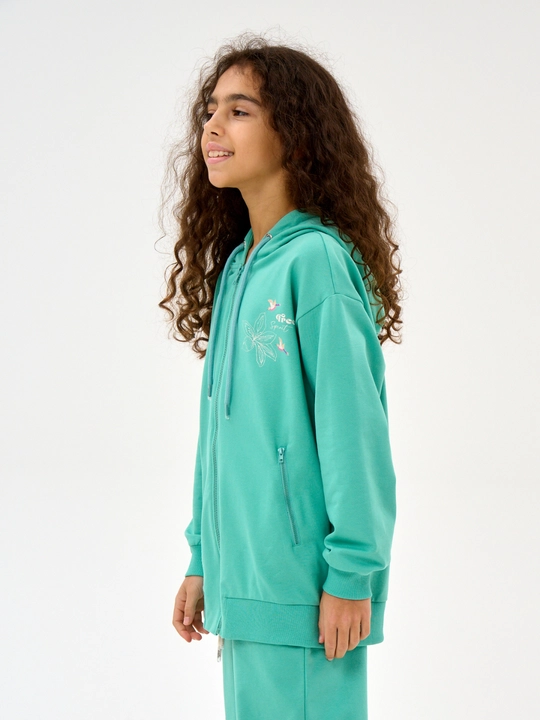 Qiz bolalar uchun NEO zip-up xudi, futerdan tayyorlangan kofta 8-16 yosh