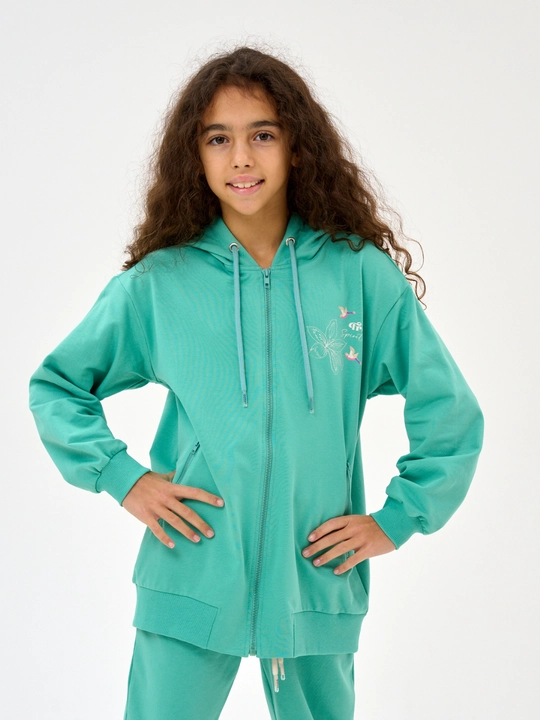 Qiz bolalar uchun NEO zip-up xudi, futerdan tayyorlangan kofta 8-16 yosh