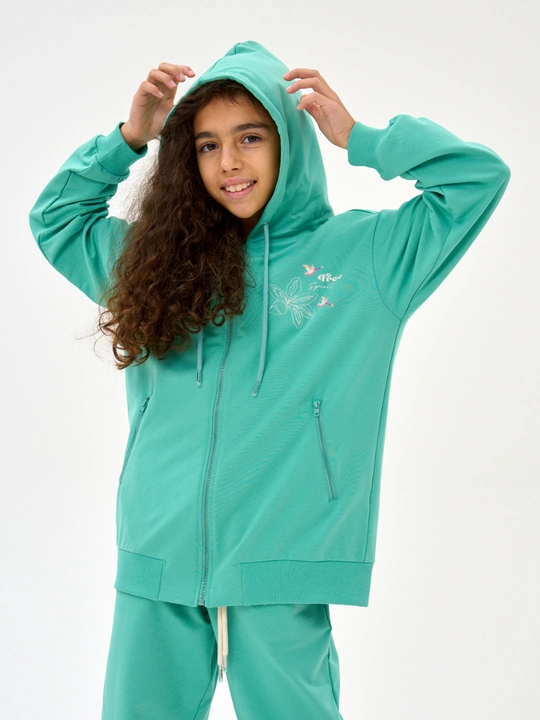 Qiz bolalar uchun NEO zip-up xudi, futerdan tayyorlangan kofta 8-16 yosh