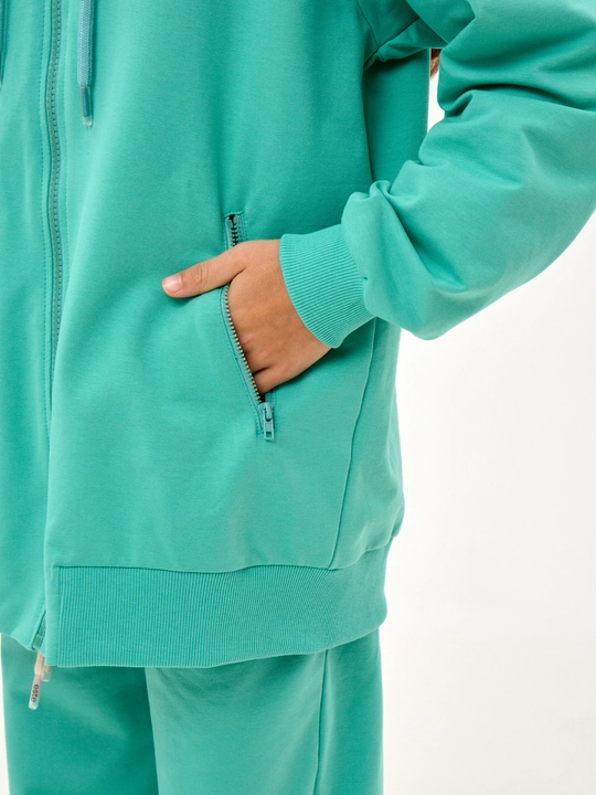 Qiz bolalar uchun NEO zip-up xudi, futerdan tayyorlangan kofta 8-16 yosh
