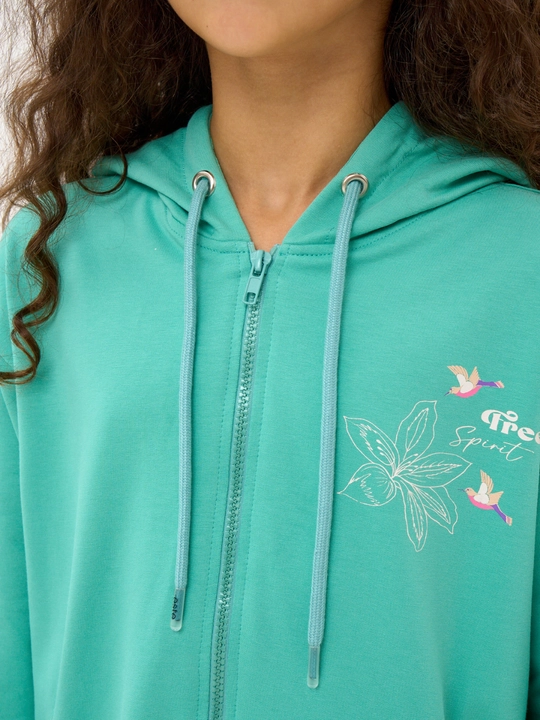 Qiz bolalar uchun NEO zip-up xudi, futerdan tayyorlangan kofta 8-16 yosh
