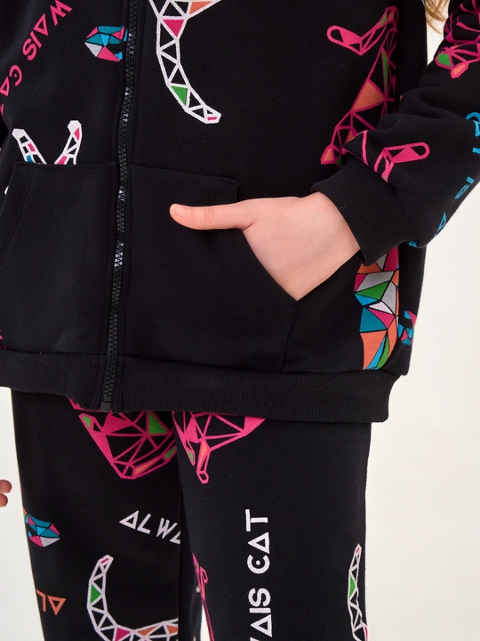 Qiz bolalar uchun NEO zip-up xudi, futerdan tayyorlangan kofta 8-16 yosh