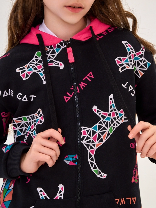 Qiz bolalar uchun NEO zip-up xudi, futerdan tayyorlangan kofta 8-16 yosh