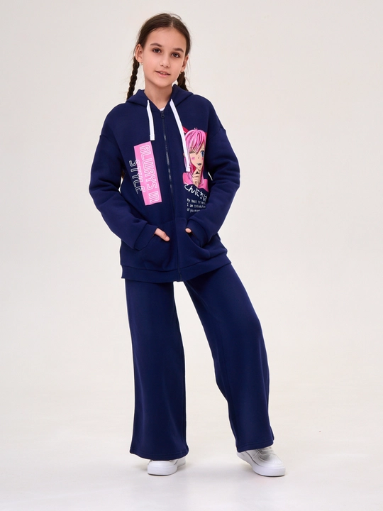 Qiz bolalar uchun NEO zip-up xudi, futerdan tayyorlangan kofta 8-16 yosh