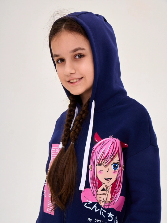 Qiz bolalar uchun NEO zip-up xudi, futerdan tayyorlangan kofta 8-16 yosh