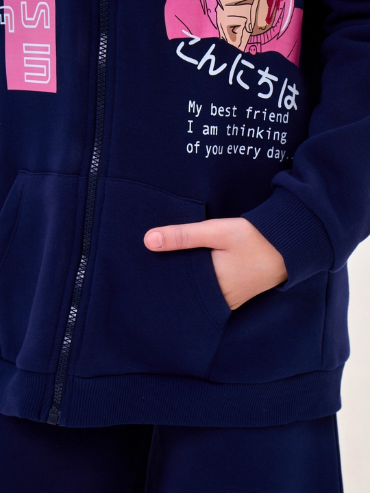 Qiz bolalar uchun NEO zip-up xudi, futerdan tayyorlangan kofta 8-16 yosh