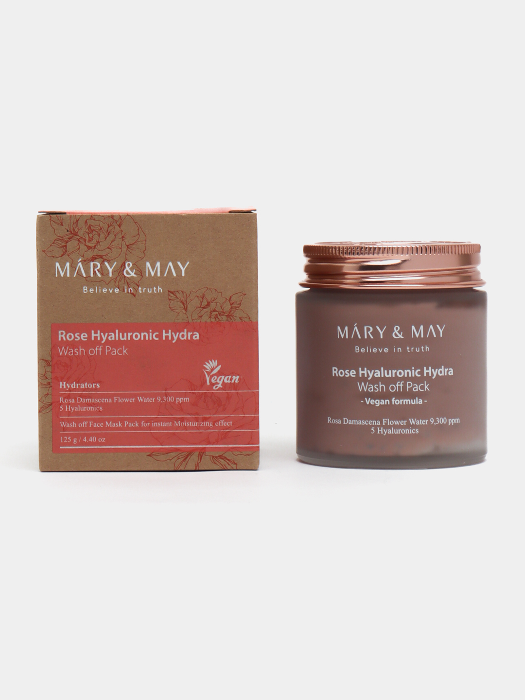 Глиняная маска для глубокого увлажнения Mary&May Rose Hyaluronic Hydra Wash off Pack, 125 г - 