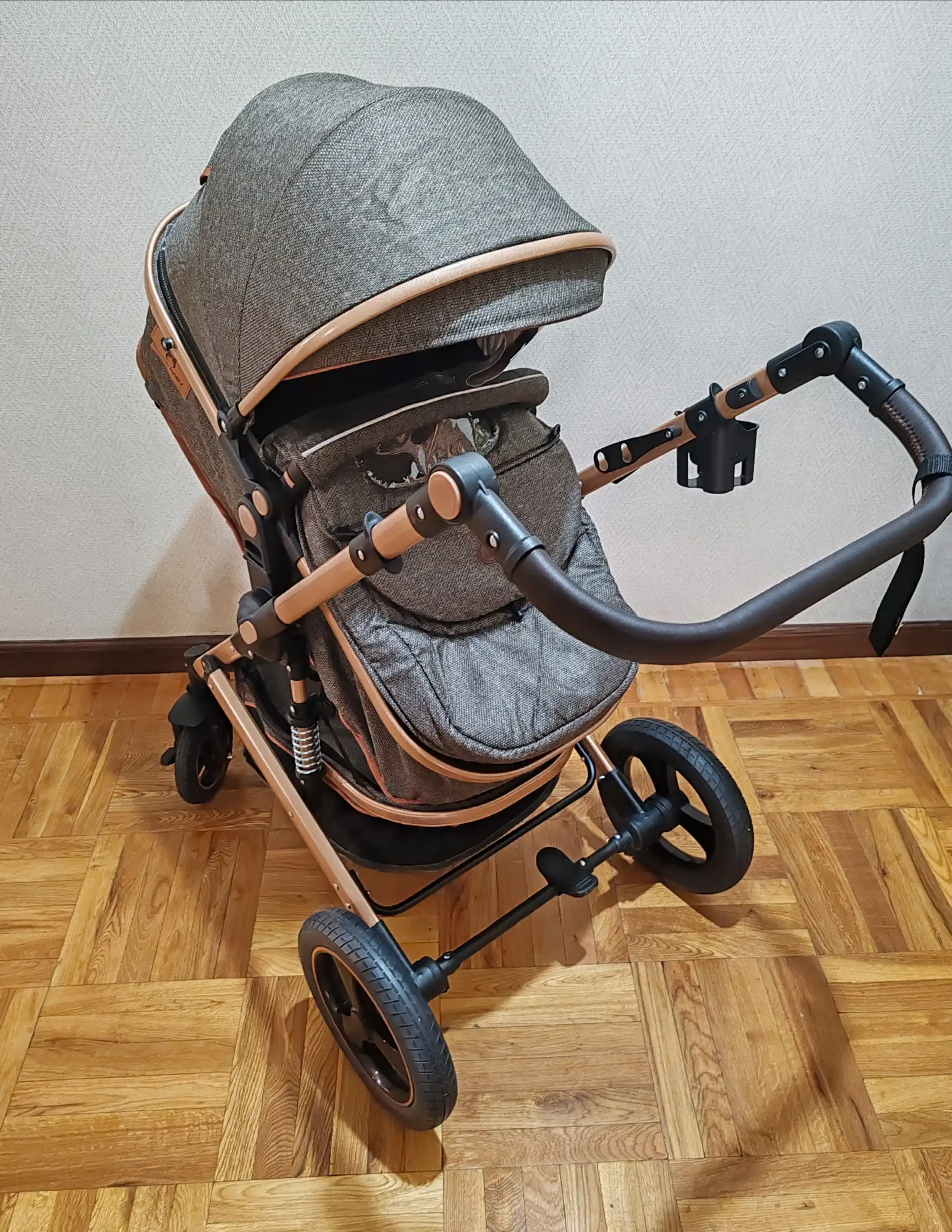 Коляска детская всесезонная, трансформер, прогулочная, 2 в 1, с сумкой, перчатками, матрасом