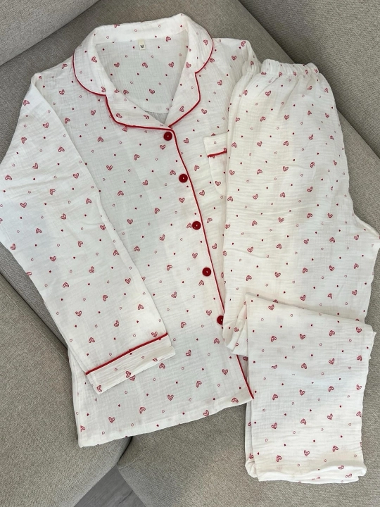 Ayollar muslin pijamasi Maysar, 100% paxta