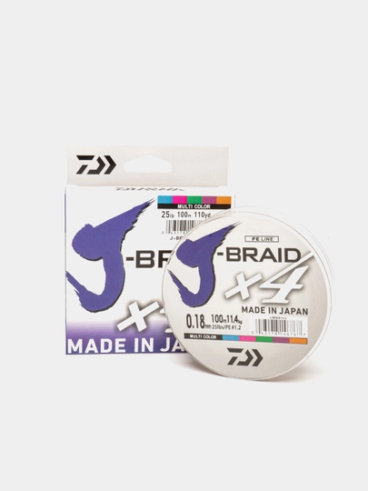 Плетенный шнур для рыбалки J-BRAID Strong x4, разноцветный