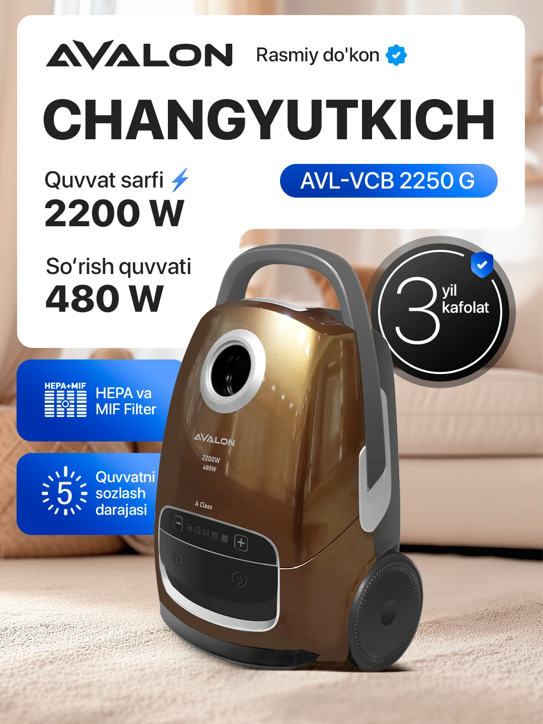 Пылесос Avalon AVL-VCB2250 за 2276010 сум со скидкой 38%. Uzum Market