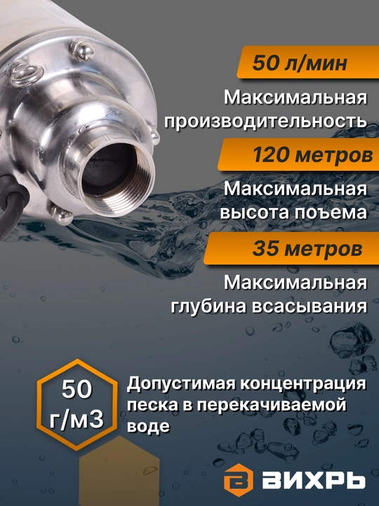 Скважинный насос СН-100B Вихрь  68/3/5