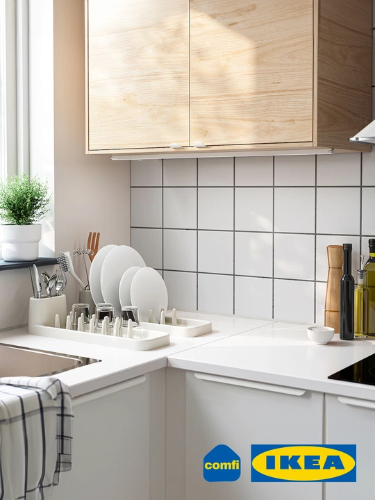 IKEA сушилка для посуды настольная STAMLING, 48 * 15 см, матовая, белая и зеленая