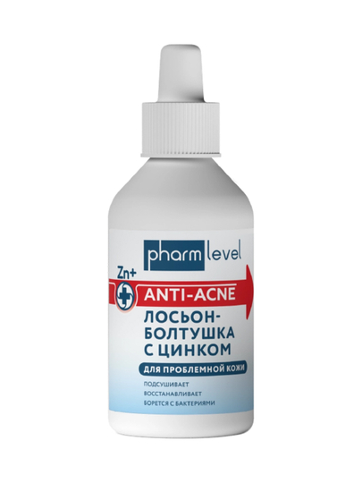 Лосьон-болтушка для лица, с цинком, для избавления от акне, Pharmlevel, 100 мл