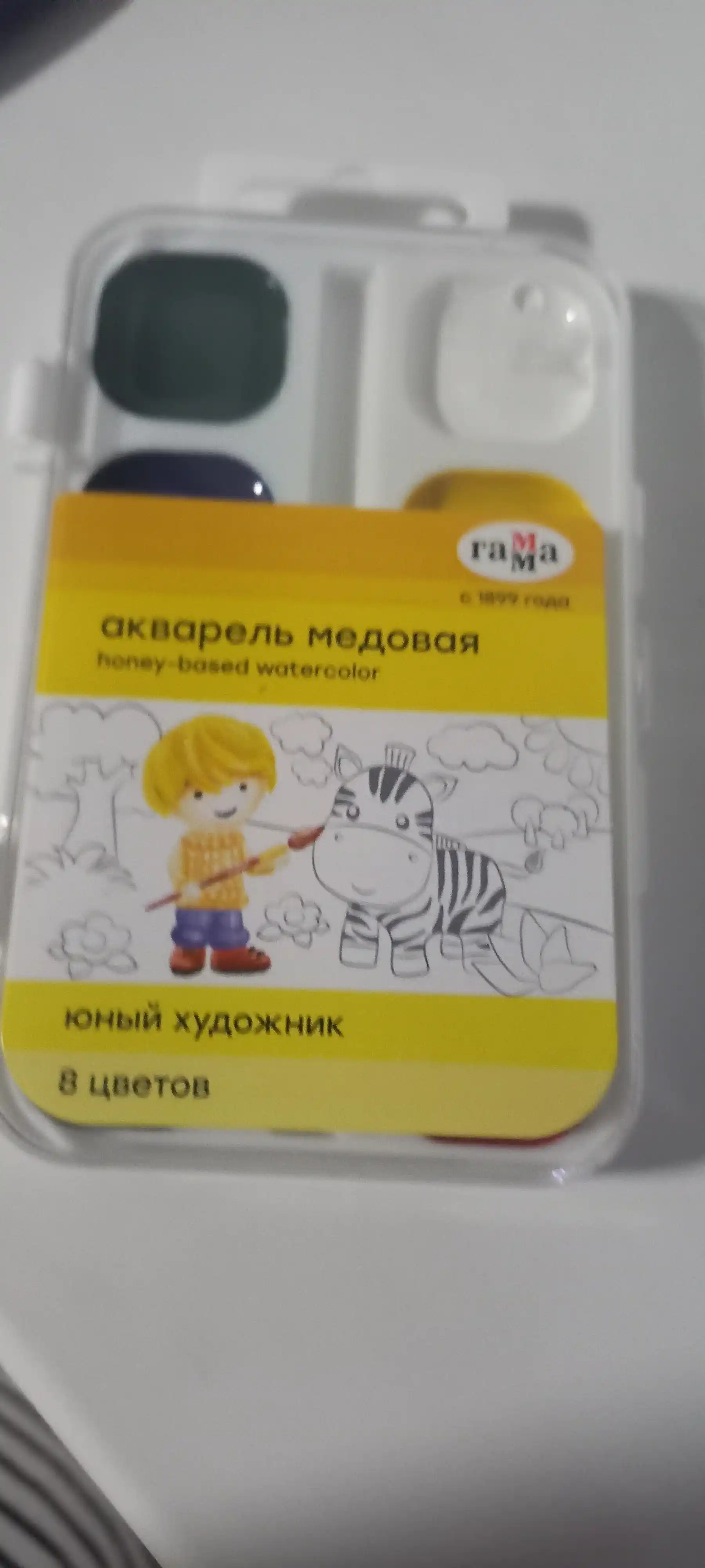 Akvarel Gamma "yosh rassom", asal, 08 rang, cho'tkasiz, plastik