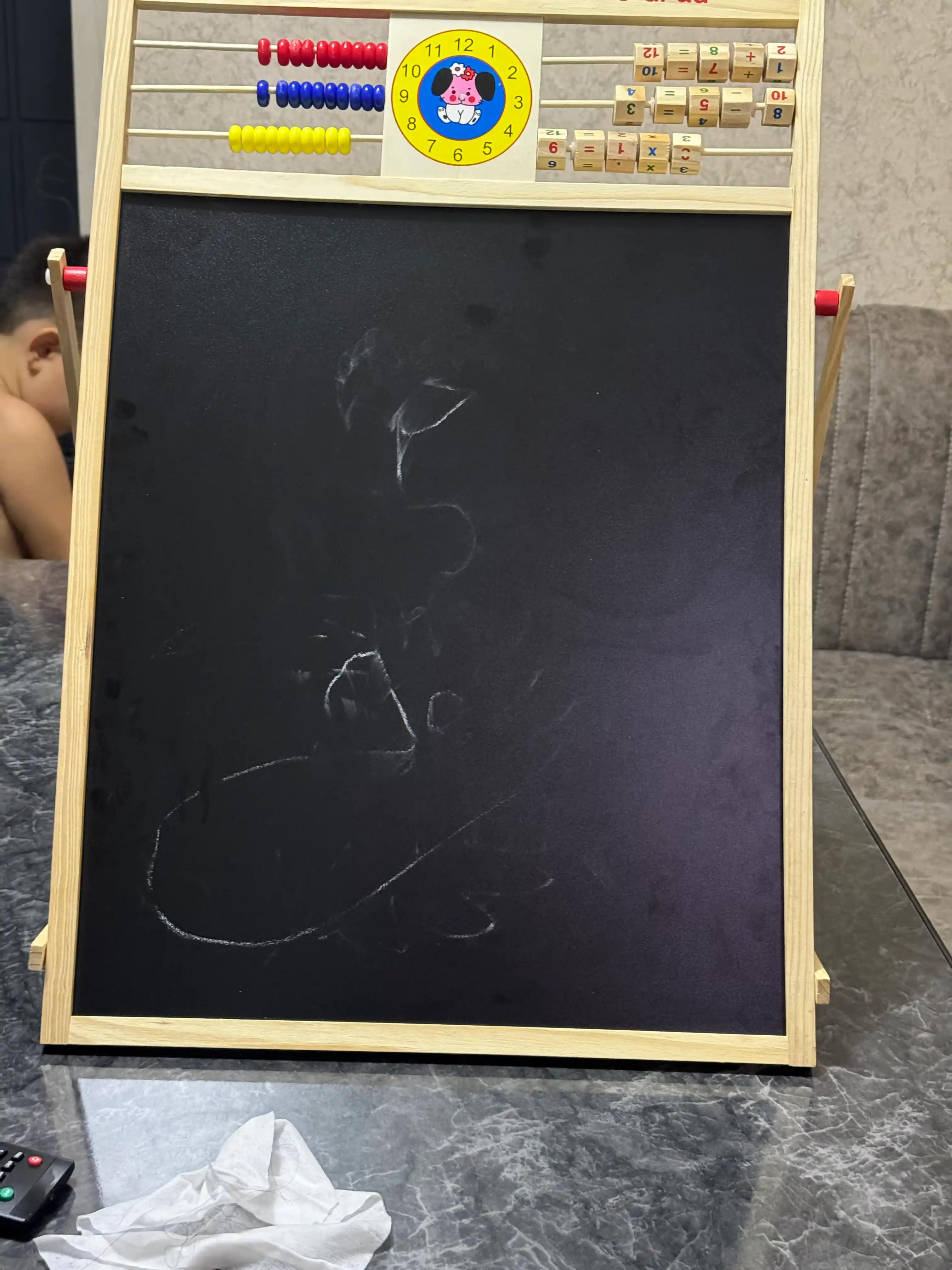 Bo'r va marker bilan chizish uchun magnit doska NikaKids, ikki tomonlama, bolalar uchun