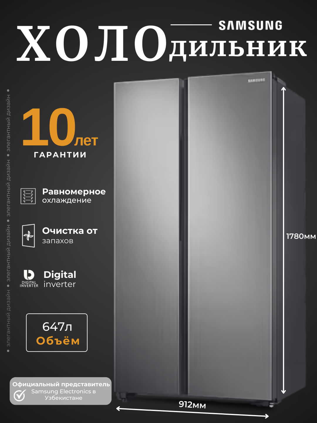 Холодильник Side by Side Samsung RS61R5041SL, 647 л купить по низким ...