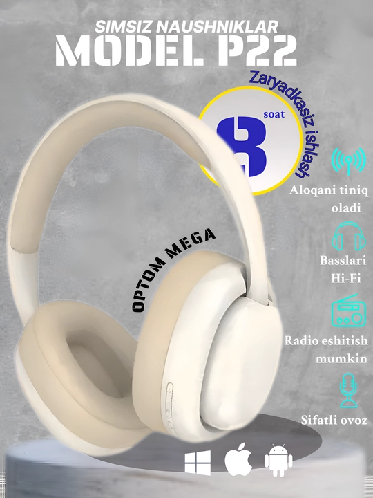 Simsiz garniturasi P7236, P9, mikrofonli, quvatsiz ishlash - 