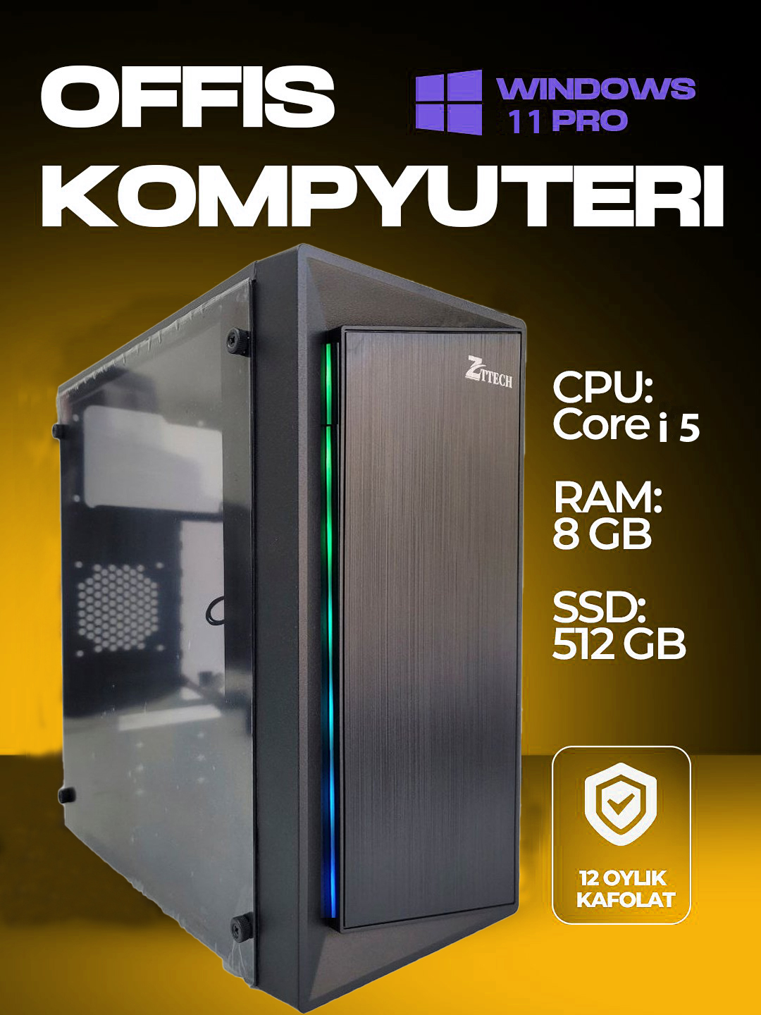 Tayyor kompyuter, tizim bloki Core i5, 8Gb RAM, SSD 128 256 512Gb RGB case + bonus - 