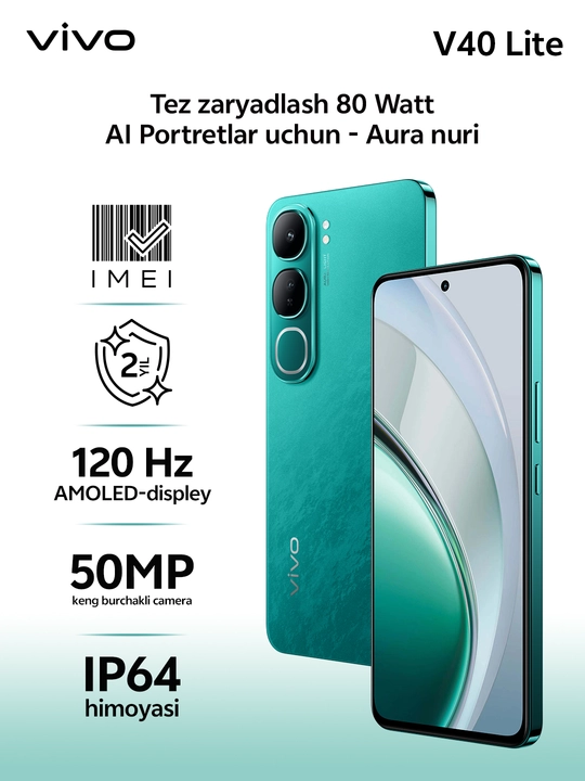 Mobil telefon Vivo V40 Lite, 120Hz AMOLED, 50MP kamera, 5000mAh batareya