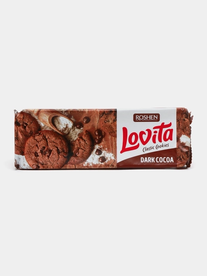 Сдобное печенье Roshen Lovita Classic Cookies, с какао и кусочками глазури, 150 г — ROSHEN-P0AC9C1