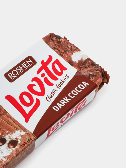 Yog'li pechenye Roshen Lovita Classic Cookies, kakao glazur bo'laklari bilan, 150 g