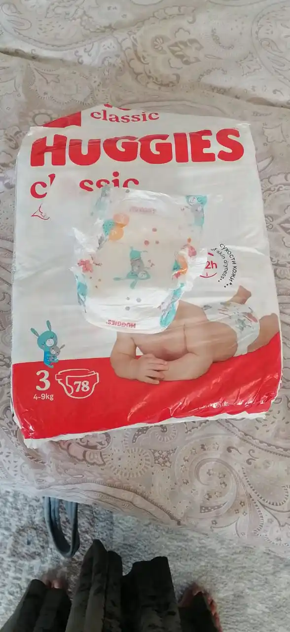 Huggies Classic tagliklari 4-9kg, 3-o'lcham, 78 dona