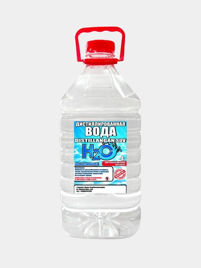 Distillangan suv 4L dazmollar va avtomobil tizimlarida ishlatish uchun, 4 litr - 