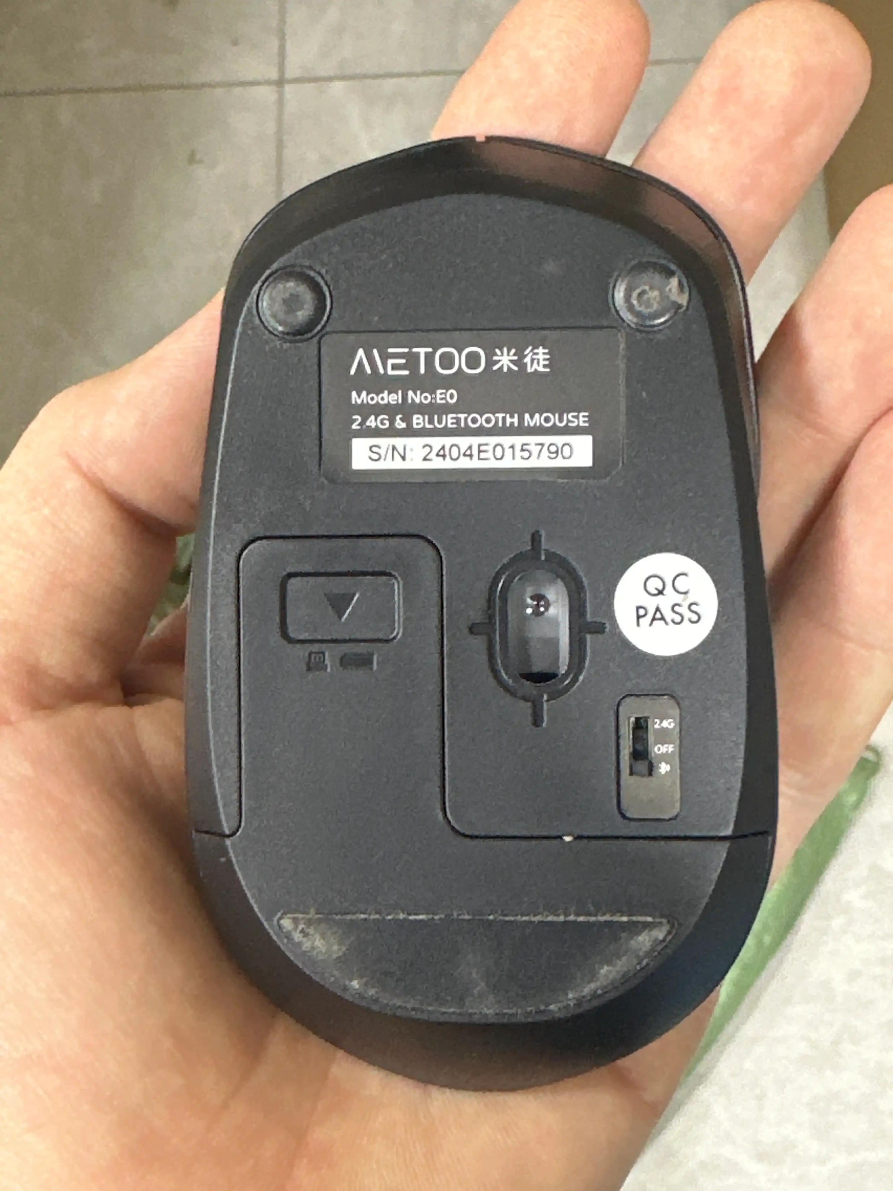 Simsiz va ovozsiz sichqoncha Metoo E0 2.4G, Bluetooth
