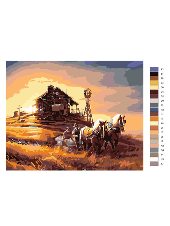 Картина рисование по номерам ARTERY "Деревенские пейзажи", раскраска на холсте, 40 * 50 см