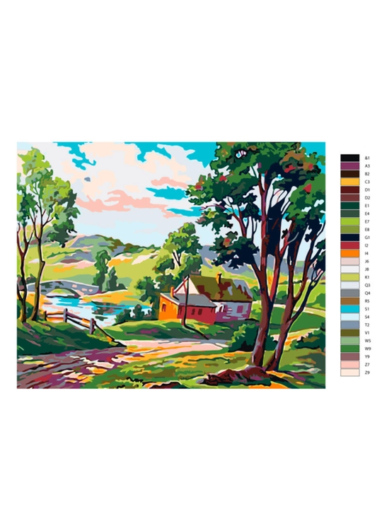 Raqamlar bo'yicha rasm chizish ARTERY "Qishloq manzaralari", holstda chizmachilik, 40*50sm