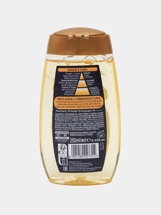 Гель для душа Felce AZZURRA Summer Bronze Кокос и Юзу, 250 мл