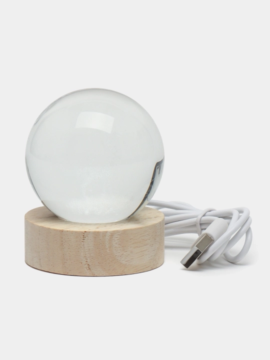 Хрустальный шар ночник 3D, антистресс, настольный светильник, LED, 7x8 см