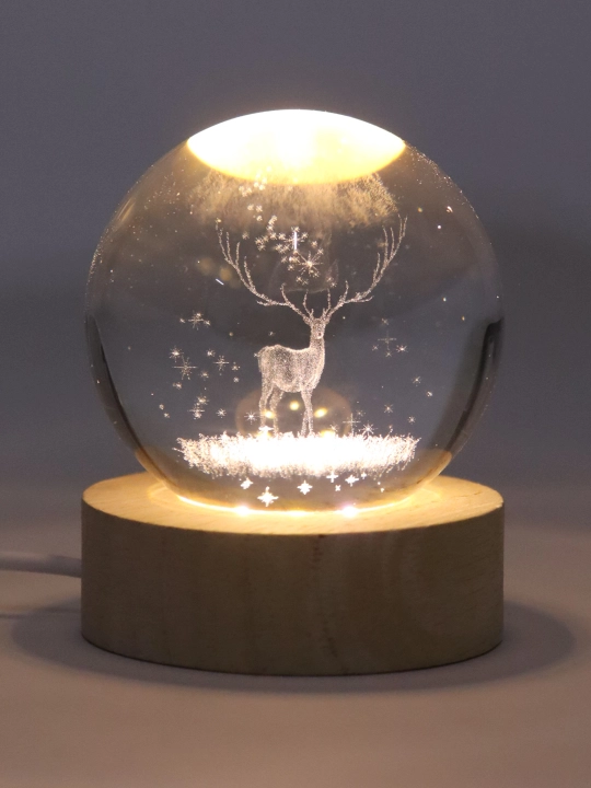 Хрустальный шар ночник 3D, антистресс, настольный светильник, LED, 7x8 см