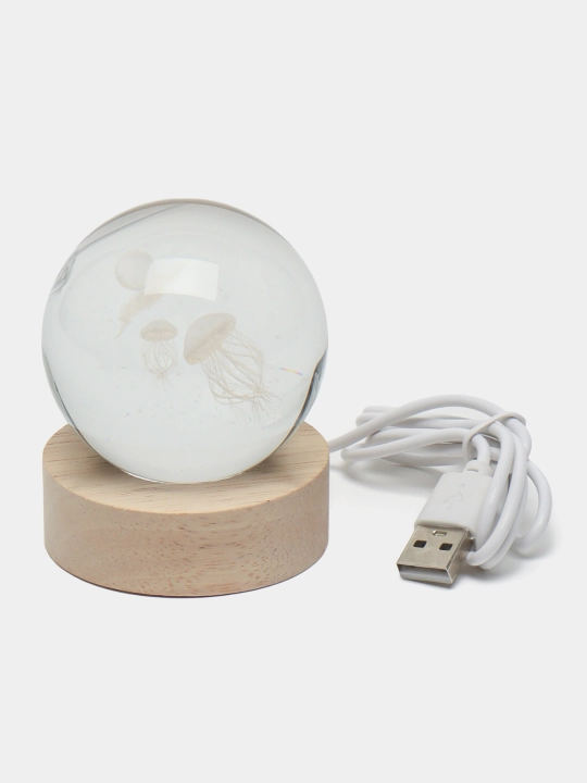 Хрустальный шар ночник 3D, антистресс, настольный светильник, LED, 7x8 см