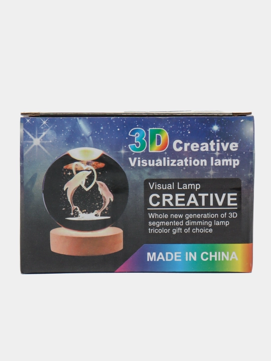 Хрустальный шар ночник 3D, антистресс, настольный светильник, LED, 7x8 см