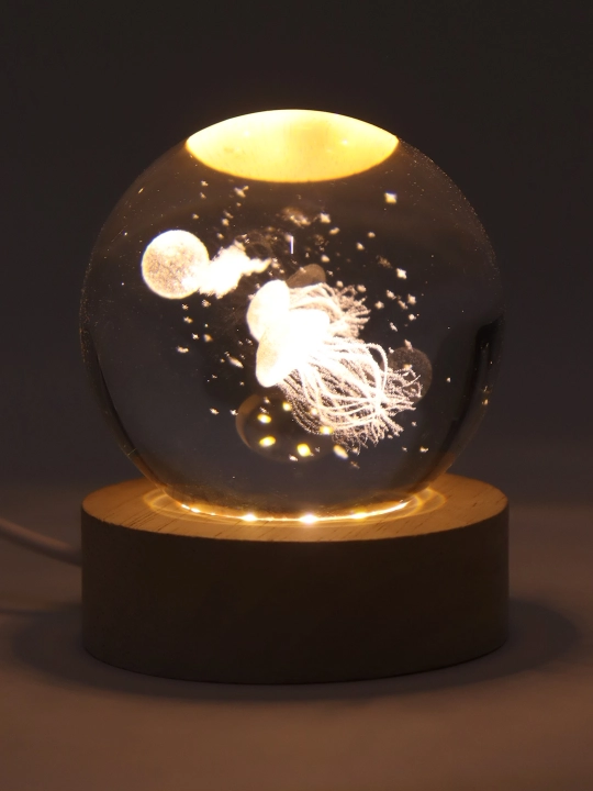 Хрустальный шар ночник 3D, антистресс, настольный светильник, LED, 7x8 см